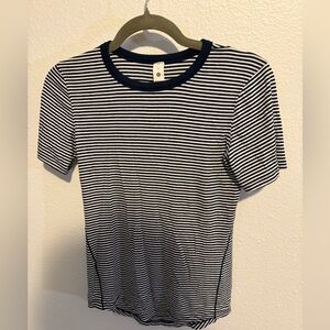 Striped Navy and White hold tight LuLulemon shirt